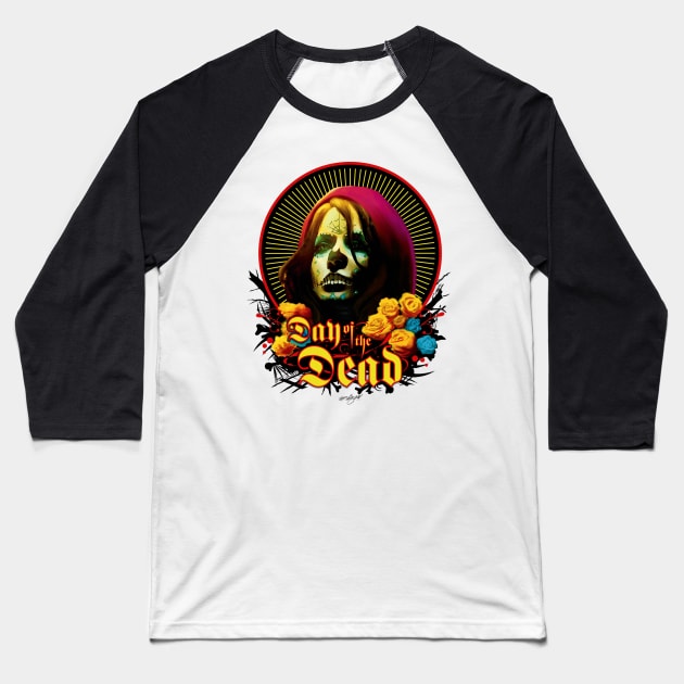 Day of the Dead Baseball T-Shirt by AlexAraizaArt